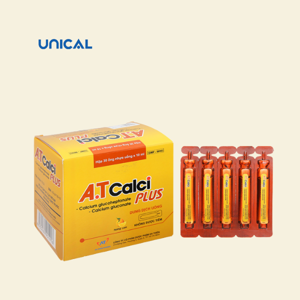 Calci Plus với thành phần chính là canxi glucoheptonate 700mg và canxi gluconate 300mg